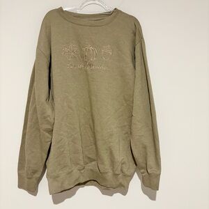 Love In faith Embroidered Sweater Weather Sweatshirt heather olive‎ size 3XL
